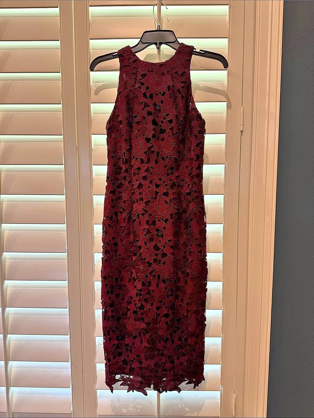 Antonio Melani Floral Lace Maxi Dress Burgundy Size 2
